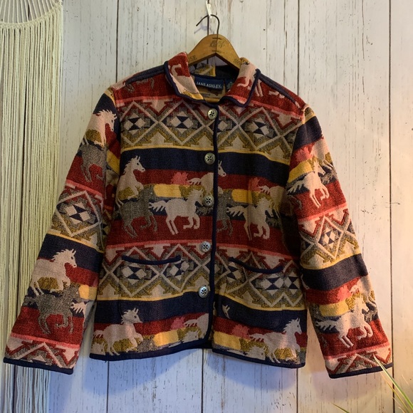 Vintage Jackets & Blazers - Vintage Jane Ashley Western Tapestry Jacket